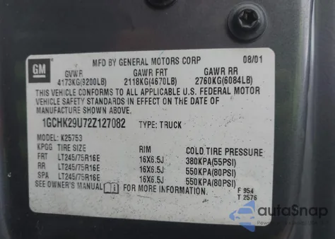 2002 Chevrolet Silverado 2500Hd Ls z USA, uszkodzony, nr VIN 1GCHK29U72Z127082